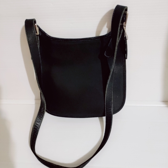 Vintage Coach Black Leather Slim Hippie Flap Crossbody Saddle Messenger Bag 9135 - Picture 5 of 14